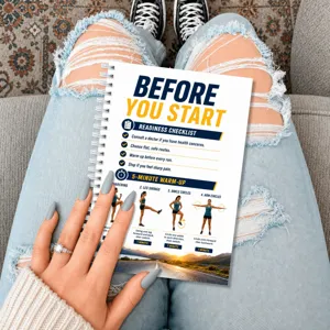 Spiral running training journal notebook with readiness checklist and warm up guide.