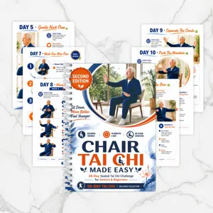 Anteprima dettagliata del taccuino a spirale di tai chi seduto per anziani e principianti.