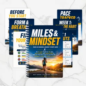 5K running planner journal spiral notebook for daily workout tracking and fitness goals.