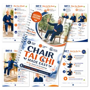 Vista dettagliata del manuale di tai chi su sedia da 28 pagine, con esercizi e guide quotidiane.