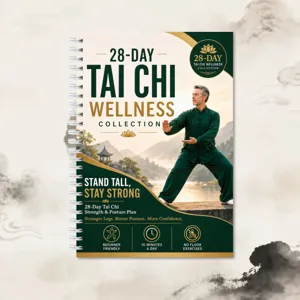 Detailed view of the 28-day tai chi wellness planner cover with spiral binding and design.