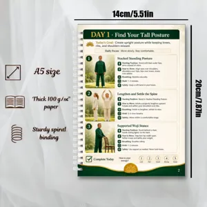 A5 spiral health notebook daily Tai Chi exercise plan thick paper sturdy binding