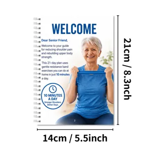 Quaderno guida esercizi spalla anziani pianificatore di fitness 21 giorni diario sport.
