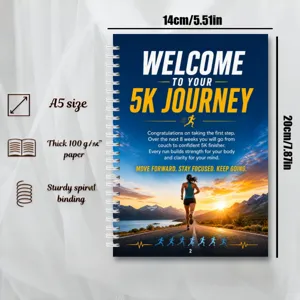A5 spiral running training log notebook detail view showcasing durable binding and thick pages.