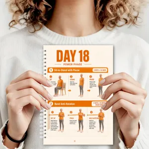 Fitness Planer Notizbuch mit täglichen Trainingsroutinen und Anleitungen für das Training.
