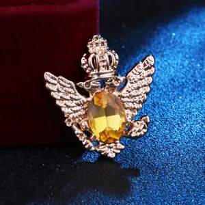 Vintage doppelköpfiger Adler Brosche Strass Anzug Kragennadel Mode Schmuckaccessoires