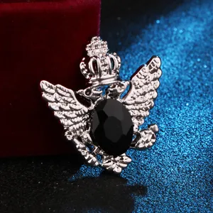 Vintage Doppeladler Brosche fuer Herren Retro Anzug Strass Reversnadel Abzeichen.