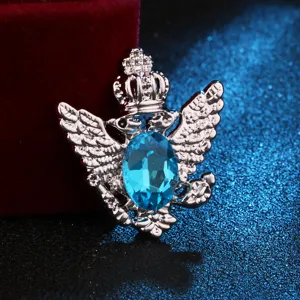 Vintage Doppeladler Brosche Metall Strass Anzug Reversnadel Herren Schmuck Abzeichen