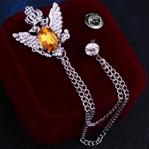 Vintage Doppeladler Brosche Herren Anzug Kristall Kette Reversnadel Schmuck Geschenk