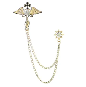 Herren Gothic Brosche Legierung Flügel Kreuz Kette Revers Anzug Modische Accessoires