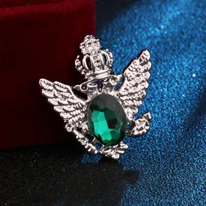 Herren Vintage doppelköpfiger Adler Brosche, Retro Strass Reversnadel Anstecknadel.