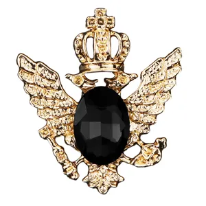 Antiker doppelköpfiger Adler Brosche Herren Anzug Strass Reversnadel Abzeichen Schmuck.