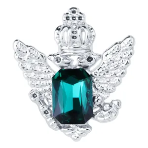 Vintage argento aquila strass spilla per uomo, retro corona risvolto spilla giacca elegante