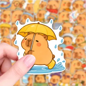 Cute Cartoon Capybara Waterproof Stickers PVC Wear Resistant Decorative Decals For Laptop Handbook Suitcase DIY Stationery