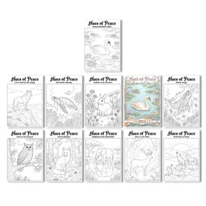 Set de 10 pósters para colorear de animales para niños, láminas creativas de arte y relajación.