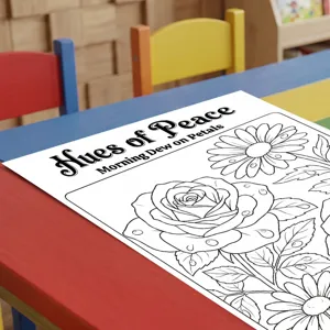 Natural floral coloring poster detail, black and white rose and daisy design for stress relief.