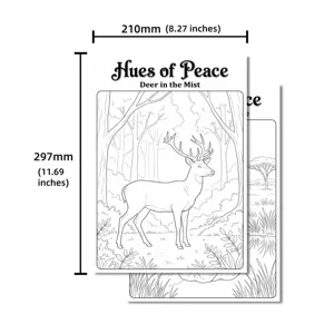 Set de pósteres para colorear infantil, diseño de ciervo lindo, hoja de papel de dibujo A4 210x297mm.