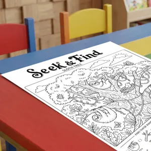Poster da colorare tema foresta bambini cerca e trova disegno carta creativo divertente