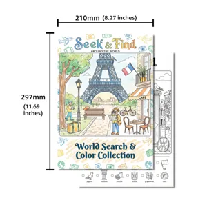 Kids World Travel Coloring Poster Eiffel Tower Seek and Find Activity Book Educational Art Toy