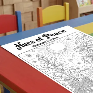 Grande poster da colorare Giardino di Mezzanotte per bambini, foglio di carta d'arte.