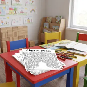 Vista dettagliata del libro di poster da colorare tema giardino per bambini con disegni fini.