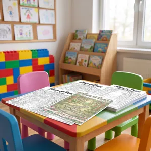 Set de libro para colorear niños tema naturaleza bosque arte pintura papel dibujo actividad