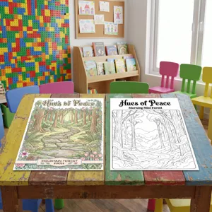 Conjunto de pósteres para colorear de bosque natural infantil libro de arte y dibujo