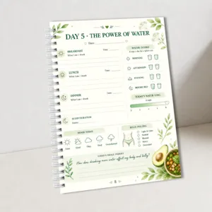 Quaderno a spirale per il monitoraggio della salute e della dieta agenda giornaliera sana.
