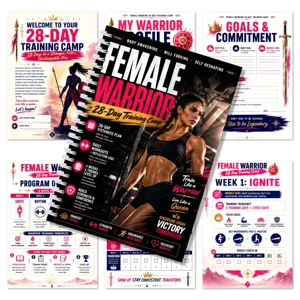 Detailansicht des 28 Tage Fitness Trainingsjournals als Spiralnotizbuch mit täglichen Planerseiten.
