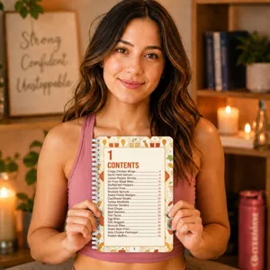Portable spiral recipe notebook with meal contents, ideal for daily kitchen cooking planning.