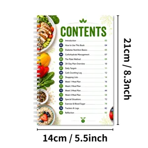 Quaderno con rilegatura a spirale per la pianificazione dei pasti sani e registro nutrizionale giornaliero.
