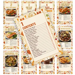 Air fryer recipe book spiral bound manual with 28 pages of delicious meals and easy instructions.