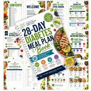 Libro piano pasti per diabete di 28 giorni agenda dieta sana guida nutrizione quotidiana