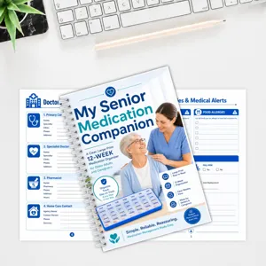 Senior medication organizer notebook 12-week health tracker log book for elderly care