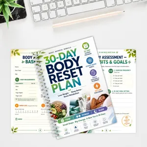 30-day body reset plan spiral notebook daily fitness planner journal goal tracker.