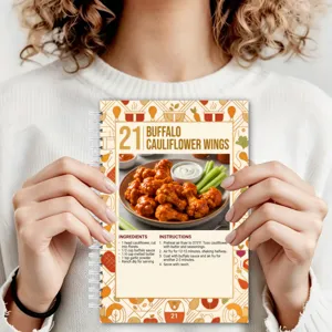 Portable spiral recipe notebook for cooking, delicious food recipes and daily meal planning.