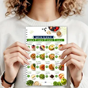 Quaderno pianificatore di dieta a spirale, diario di monitoraggio nutrizionale di 28 pagine.