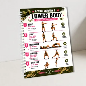 Lower body workout notebook planner spiral bound fitness guide for women home exercise plan