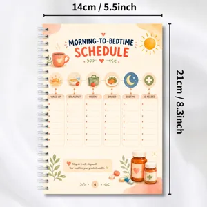 Quaderno agenda giornaliera a spirale, pianificatore di medicinali e tracker di abitudini.
