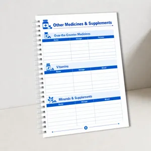 12-week medication record notebook, spiral bound health tracker log for daily supplement use.