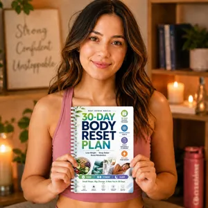 30-day body reset plan planner notebook for daily fitness, diet and habit tracking routine.