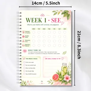 A5 spiraal weekplanner notitieboek voor gezondheidsbeheer, gewoontevolging en maaltijden.