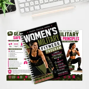Detailed view of the women's military fitness spiral training manual and workout guide.