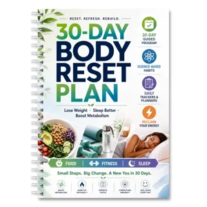 30-day body reset plan spiral notebook, daily wellness planner and fitness tracker book.