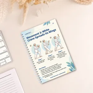 Senioren-Zuhause-Tai-Chi-Trainingsanleitung Spiralnotizbuch mit bebilderten Schritten.