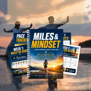 Detailed view of 28-page running training planner notebook with progress tracker and weekly goals.