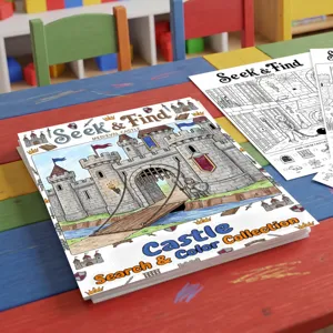 Medieval Castle Seek And Find Coloring Poster For Kids Educational Search And Color Drawing Book Paper Graffiti Art Supplies