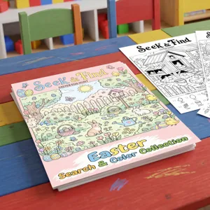 Libro da Colorare di Pasqua Poster Attività Cerca e Trova per Bambini Coniglio Uova Disegno Libro Educazione Pittura Regalo