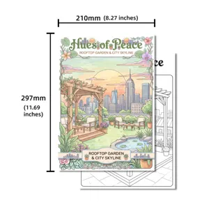 Póster para Colorear de Jardín en la Azotea A4 Libro de Pintura Antiestrés para Adultos Niños
