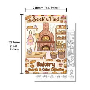 Bakery theme seek and find coloring poster for kids fun puzzle painting art sheet A4 size